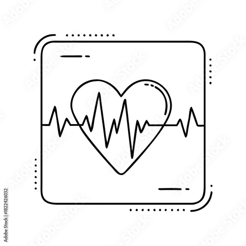Heartbeat electrocardiogram line icon showing cardiac rhythm on a monitor display, medical health concept vector