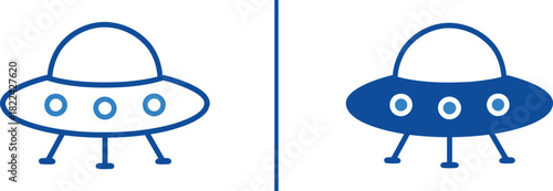 UFO Illustrations: A conceptual illustration showcases two stylized representations of a flying saucer against a clean background, highlighting its futuristic design and evoking curiosity and wonder.