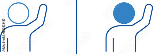 Conceptual Metaphor for Interaction: A minimalist illustration comparing two figures, one empty, one filled, each raising a hand in a gesture of greeting.