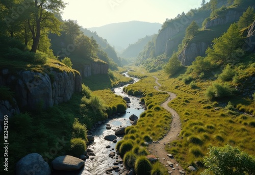 Wallpaper Mural Ecological Corridor Connecting Wildlife Trails Through Verdant Valleys and Rocky Outcrops Torontodigital.ca