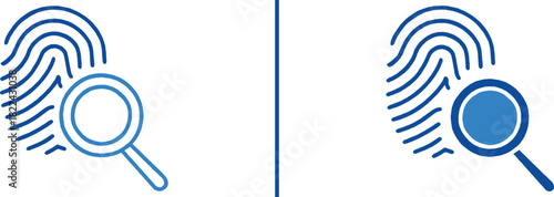 Forensic Fingerprint Analysis: A magnifying glass meticulously examines a detailed fingerprint, symbolizing the meticulous work in forensic science. A symbol of forensic science and investigation