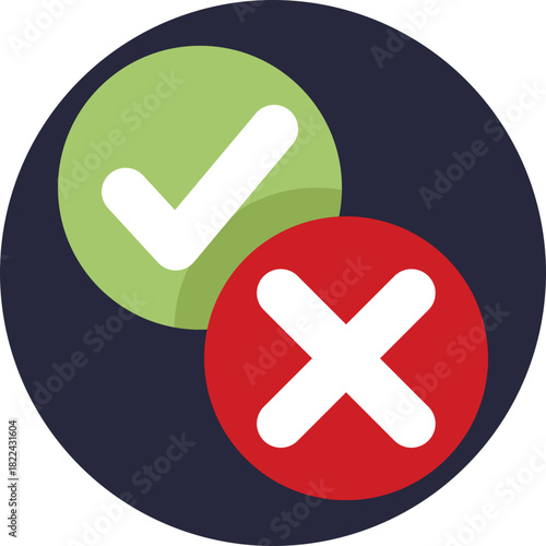 Dual icons indicating items that are either verified or denied.