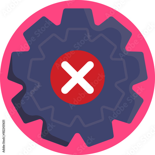 Indicates a rejected or failed setting – Shows a cross inside a gear, representing an error or disapproval in configuration.