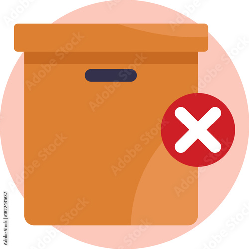 A delivery package marked with a rejection symbol, indicating the shipment was refused.