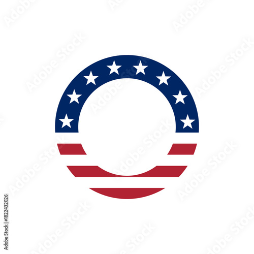 Circular design with stars and stripes, symbolizing united states patriotism and pride.