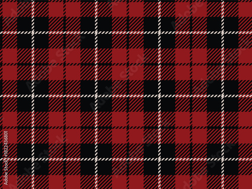 Tartan plaid pattern, red black tartan plaid seamless pattern. Classic Scottish plaid check fabric texture background for clothing design