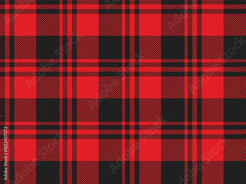 Red and grey tartan plaid seamless pattern. Traditional plaid check fabric texture background