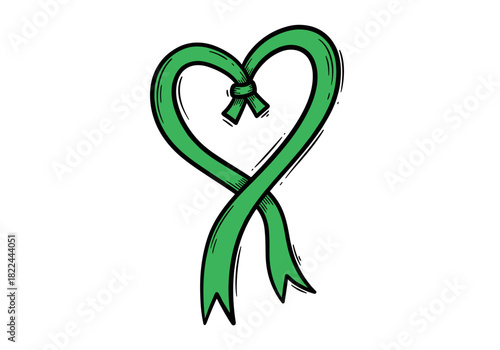Green ribbon symbolizing mental health awareness and support  
