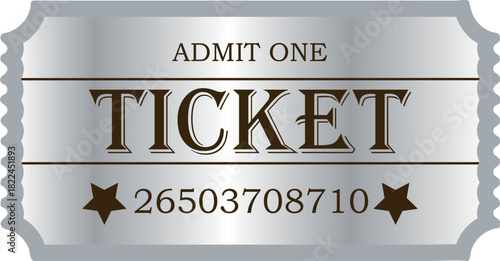 ticket, voucher or coupon template for discounts and promotions in VIP style with silver gradient, for thematic printing, social media or web design
