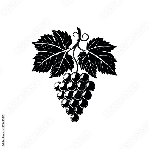 Grapes silhouette Logo vector line art logo design