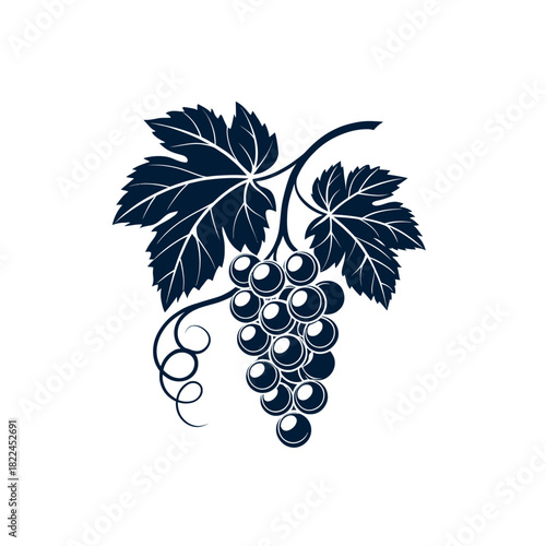 Grapes silhouette Logo vector line art logo design