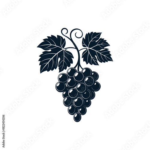 Grapes silhouette Logo vector line art logo design