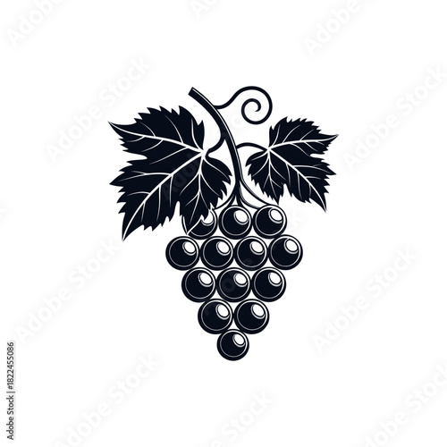 Grapes silhouette Logo vector line art logo design