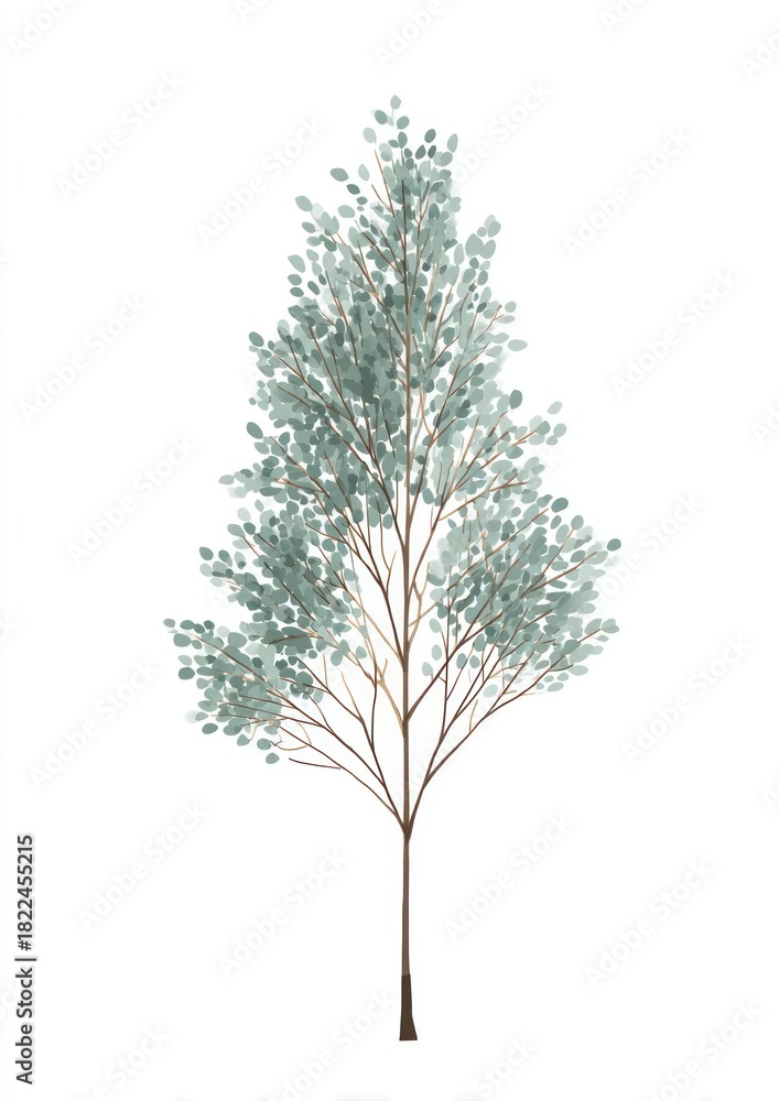 Obraz premium Elegant watercolor tree illustration.