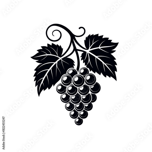 Grapes silhouette Logo vector line art logo design