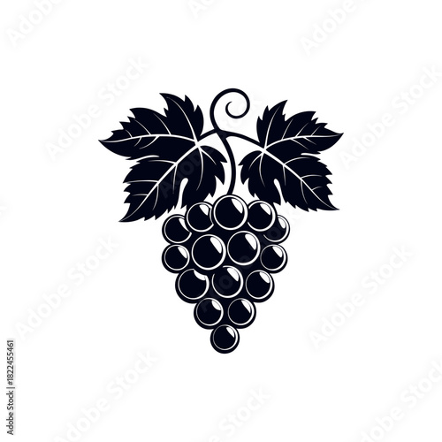 Grapes silhouette Logo vector line art logo design