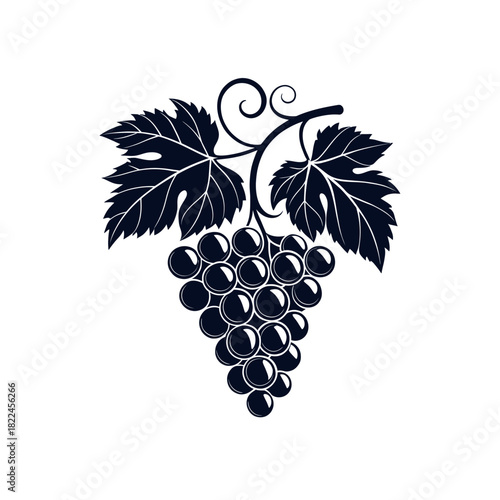 Grapes silhouette Logo vector line art logo design