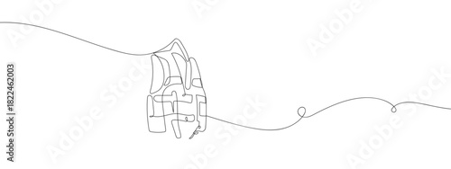 Life jacket to prevent drowning in one continuous line vector drawing. Editable stroke.
