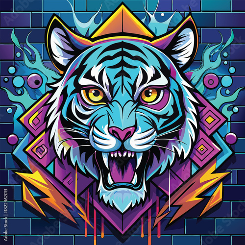 Dynamic graffiti art depicting a powerful figure