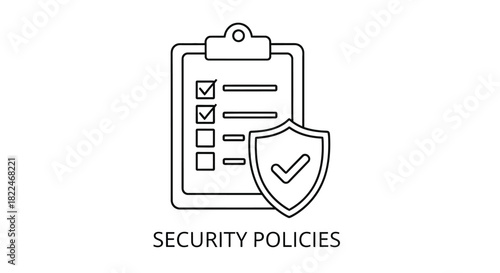 Security checklist and shield icon representing data protection and policy compliance