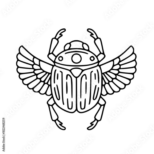 Ancient egyptian scarab beetle winged symbol