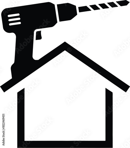 House icon with tool, a symbol for home repair and handyman.