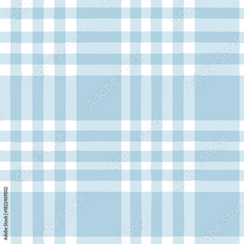 Blue Gingham seamless pattern. Watercolor plaid, tartan texture for spring picnic table cloth, shirts, wallpaper, blankets, paper. vector checkered summer strokes