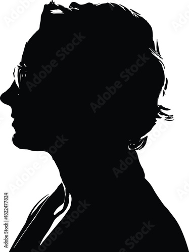 A striking, high-contrast, black and white silhouette of a man's profile, suggesting deep thought, mystery, and artistic inspiration; isolated on a crisp, clean white background for impactful design.
