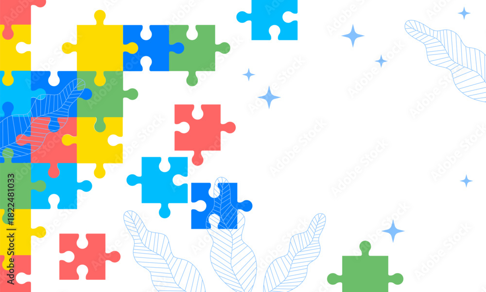 Naklejka premium Puzzle Background. Mind jigsaw puzzle. Autism awareness. Puzzle Background for Alzheimer awareness