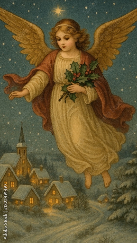 Fototapeta premium Angelic winter wallpaper for mobile