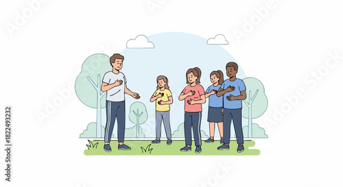 Instructor with Multiethnic Children Learning to Operate Drones in a Park.