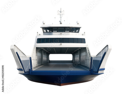 Passenger ferry with side-loading ramps and a roomy vehicle deck.