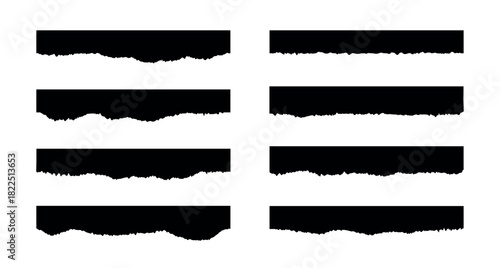 Vector torn paper pieces. Set of paper sheet stripes with ripped edge