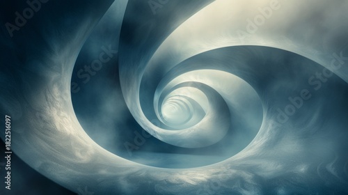 Fototapeta Naklejka Na Ścianę i Meble -  Abstract spiral tunnel background leading to a bright light. Futuristic blue vortex in motion. Concept of infinity and a journey into the future