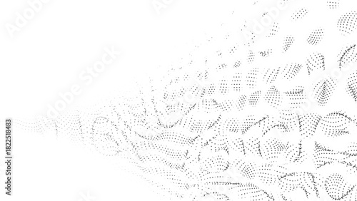 Abstract monochrome background featuring a modern digital mesh texture made of subtle gray dots, gradually fading into pristine white, conveying future technology.
