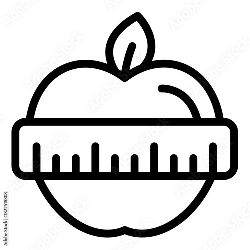 diet outline icon. food measure. intake control. health routine