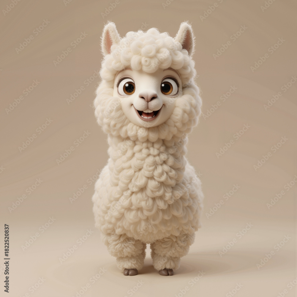 Fototapeta premium Cute Baby Alpaca Character Illustration