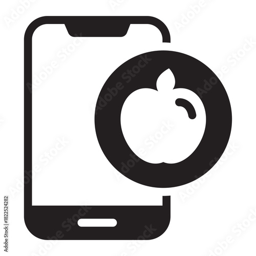 nutrition app glyph icon. food tracking. healthy guide. mobile tool