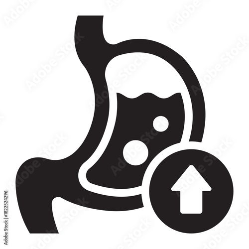 gastric reflux glyph icon. acid flow. stomach issue. health care