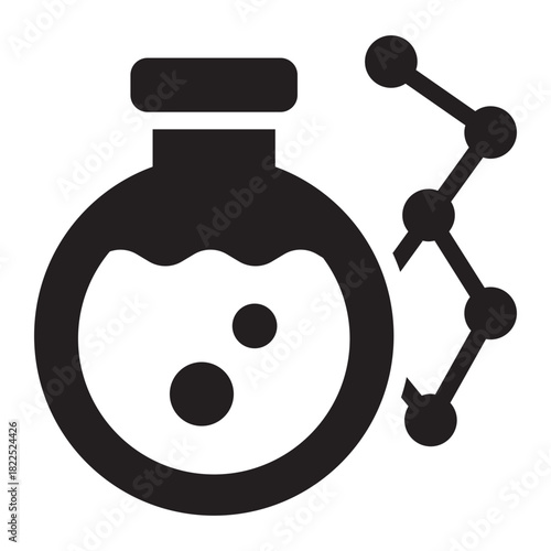 biochemistry glyph icon. molecule mix. chemical reaction. science process
