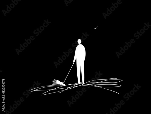 Minimalist Night Sweeping Illustration