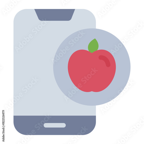 nutrition app flat icon. food tracking. healthy guide. mobile tool
