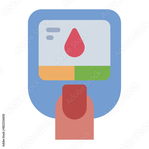 glucometer flat icon. sugar test. level monitor. health check