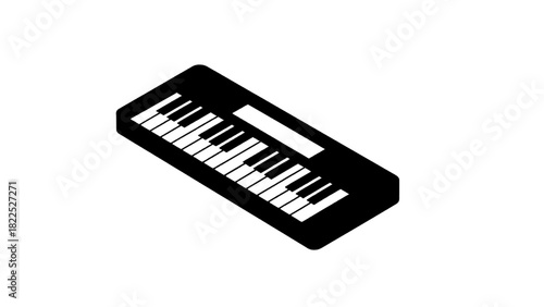 Vector illustration of isometric icon of a small electronic keyboard or synthesizer isolated on transparent background
