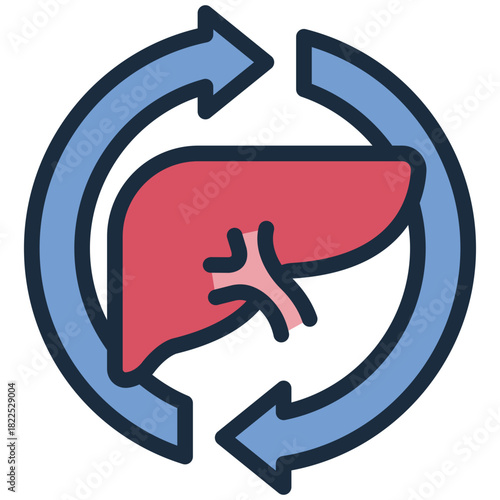 liver detox filled line icon. organ cleanse. body support. health care