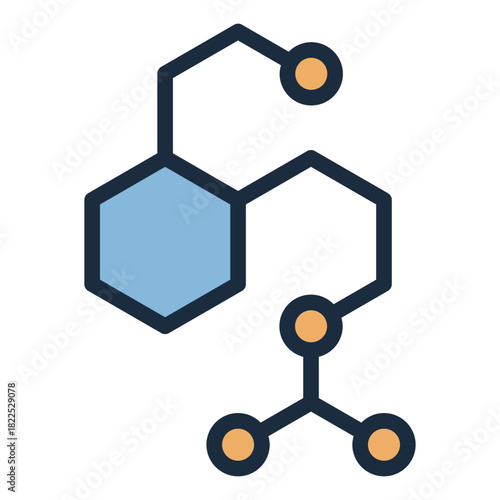 enzyme filled line icon. Catalyst. chemical structure. biology process