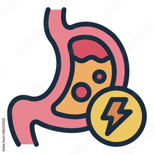 metabolic energy filled line icon. stomach process. Healthcare and medical
