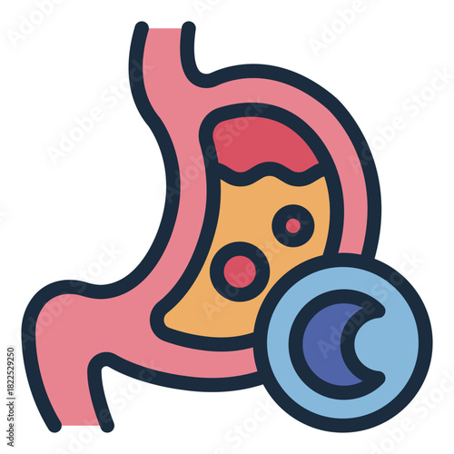 sleep metabolism filled line icon. night digest. body process. Healthcare