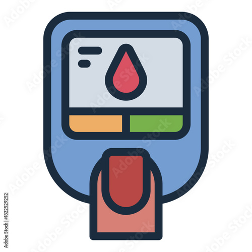 glucometer filled line icon. sugar test. level monitor. health check