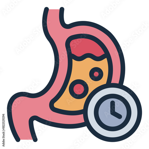metabolic clock filled line icon. body timing. digest cycle. Biology healthcare